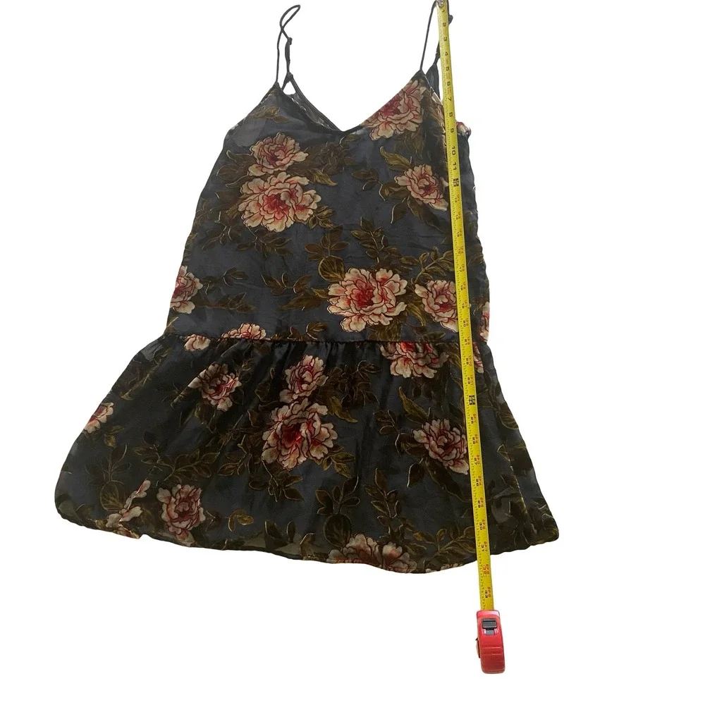 American Eagle Floral Burnout Velvet Slip Dress Women's Small Sheer Mini